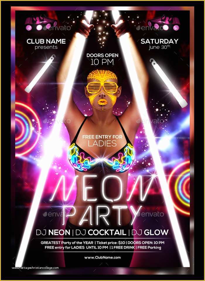 Neon Party Flyer Template Free Of 25 Best Glow Party Flyer Psd Templates Free & Premium