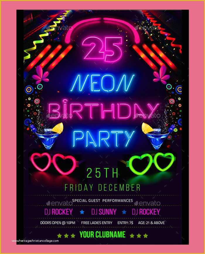 Neon Party Flyer Template Free Of 31 Best Neon Party Flyer Psd Templates Free & Premium