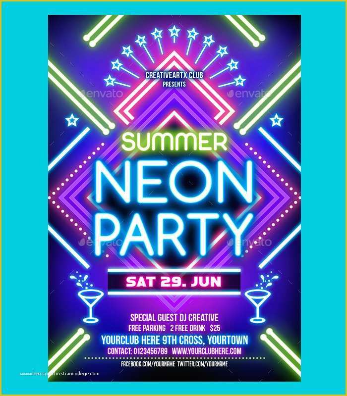 Neon Party Flyer Template Free Of 31 Best Neon Party Flyer Psd Templates Free & Premium