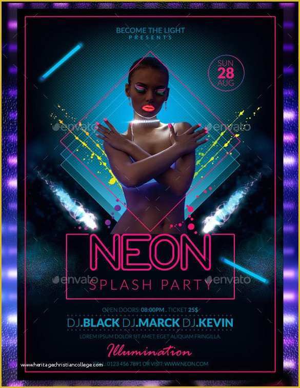 Neon Party Flyer Template Free Of 31 Party Flyer Templates Free Psd Eps format Download