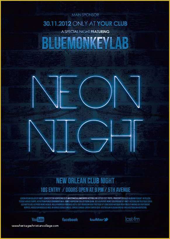 Neon Party Flyer Template Free Of Download the Neon Night Free Flyer Template for Shop