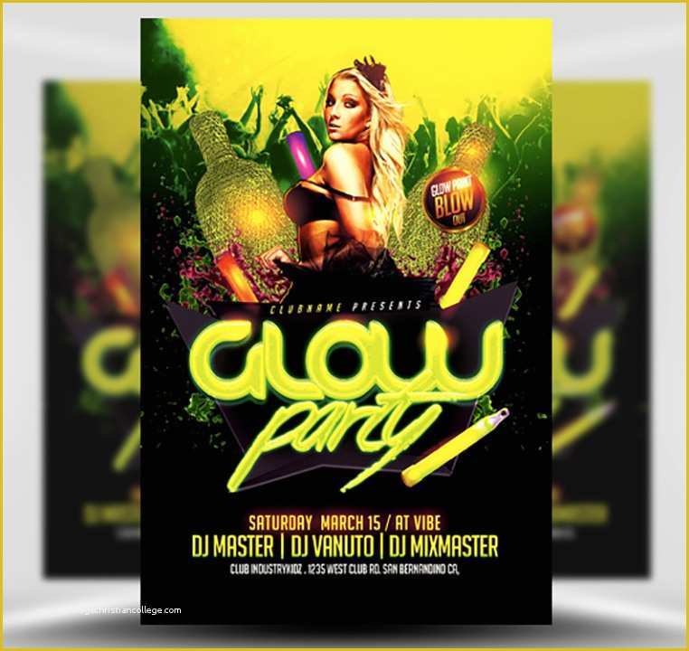 Neon Party Flyer Template Free Of Glow Neon Party Flyer Template Flyerheroes