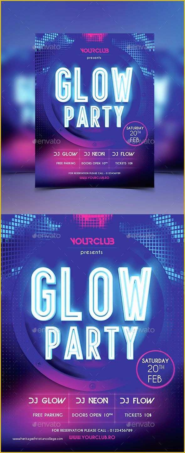 Neon Party Flyer Template Free Of Glow Party Flyer