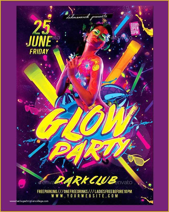 Neon Party Flyer Template Free Of Glow Party Flyer Template Free Jourjour