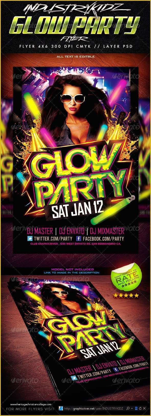 Neon Party Flyer Template Free Of Glow Party Flyer Template