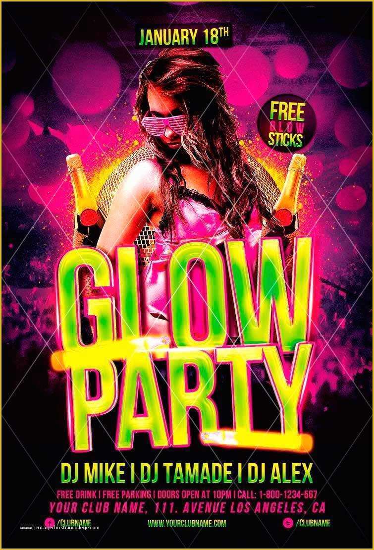 Neon Party Flyer Template Free Of Glow Party Flyer Template