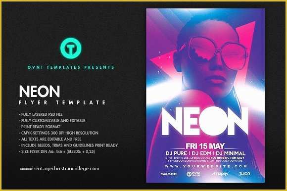 Neon Party Flyer Template Free Of Neon Flyer Template Flyer Templates On Creative Market