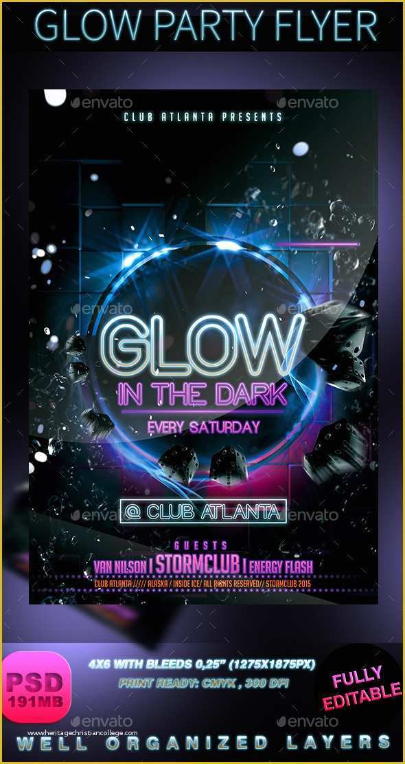 Neon Party Flyer Template Free Of Neon Light Party Flyer Template Glow Party Flyer