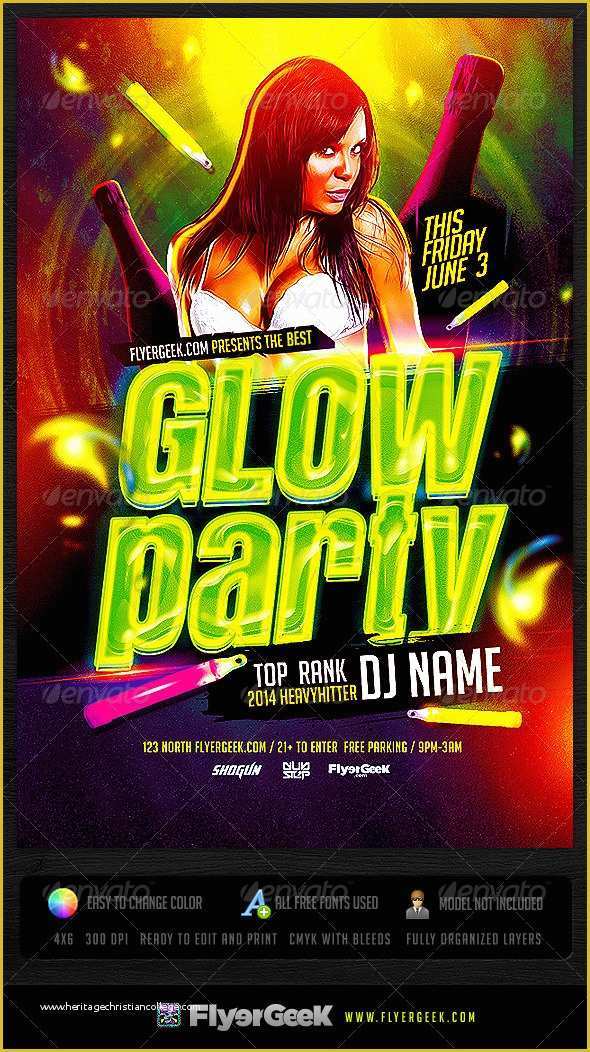 Neon Party Flyer Template Free Of Neon Light Party Flyer Template Glow Party Flyer