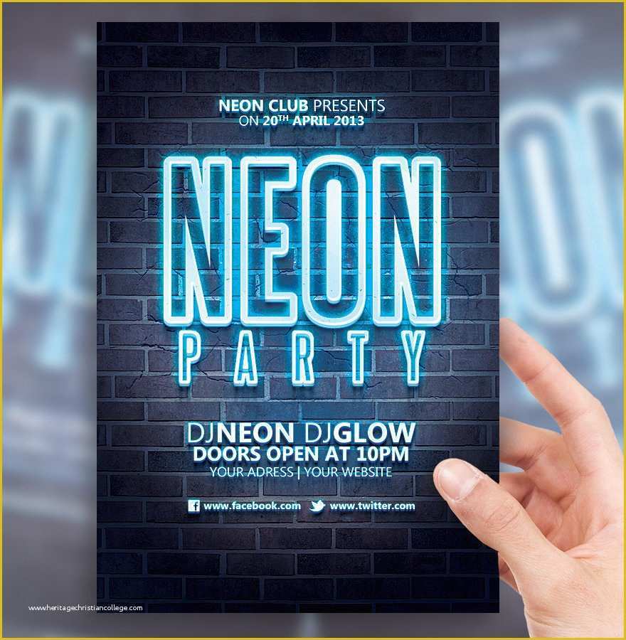 Neon Party Flyer Template Free Of Neon Party Flyer Template by sorengfx On Deviantart
