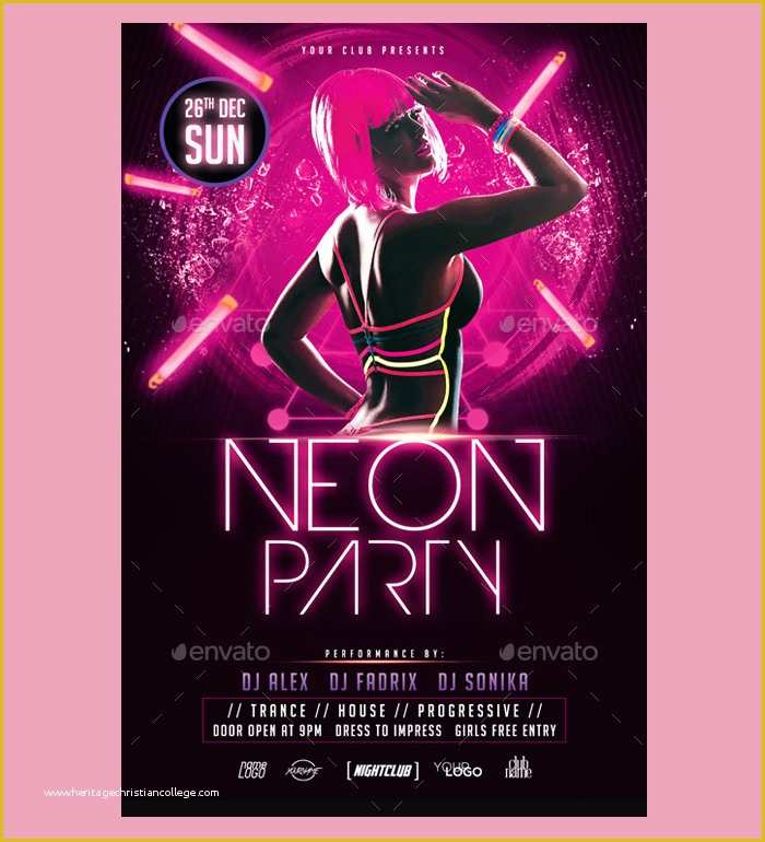Neon Party Flyer Template Free Of Neon Party Flyer Template Neon Party Premium Flyer