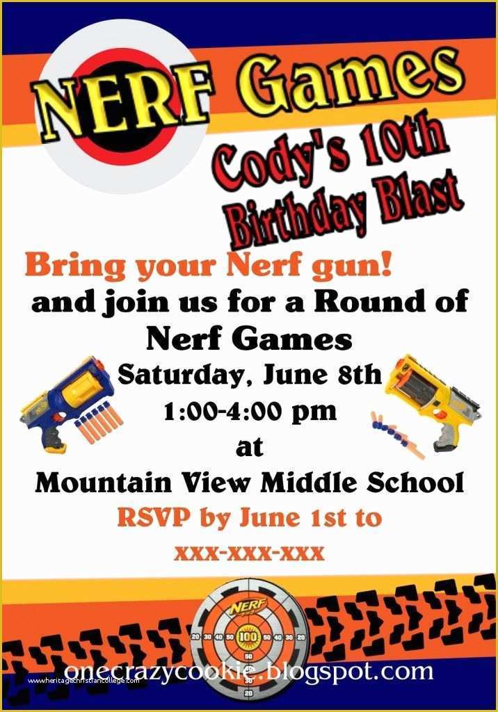 Nerf Invitation Template Free Of 32 Best Nerf Party Images On Pinterest
