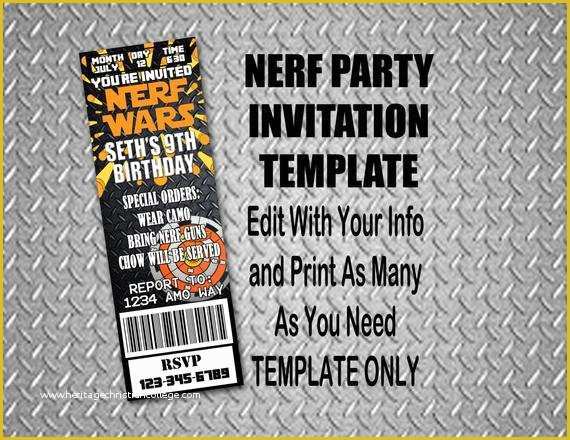 Nerf Invitation Template Free Of Everything that I Need Nerf Wars Birthday Party