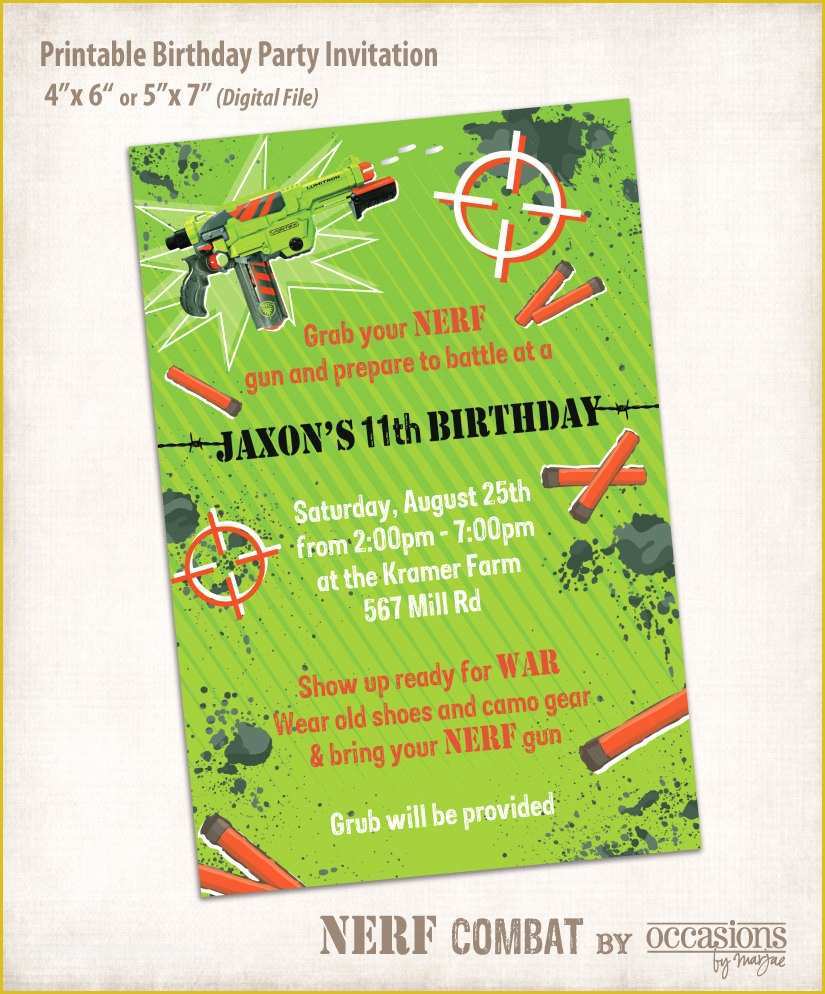 Nerf Invitation Template Free Of Free Nerf Birthday Invitation Template