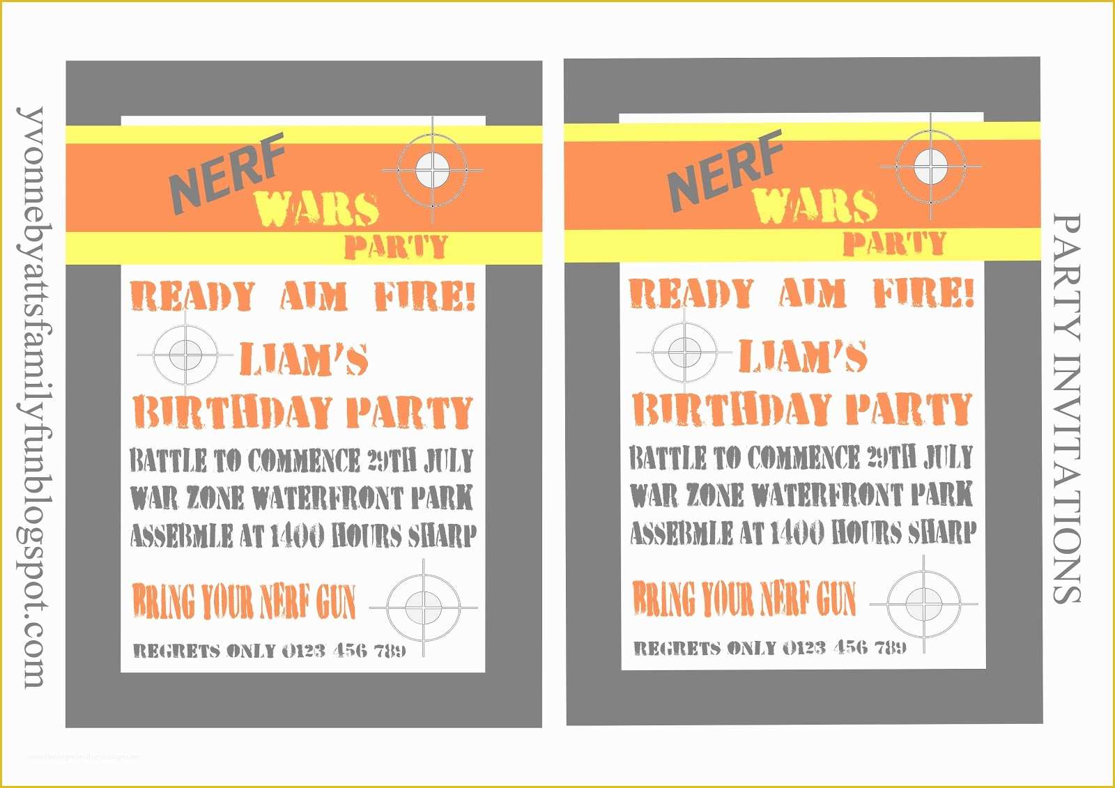 Nerf Invitation Template Free Of Free Nerf Party Printable Template