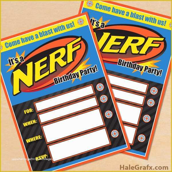 Nerf Invitation Template Free Of Free Printable Nerf Birthday Invitation