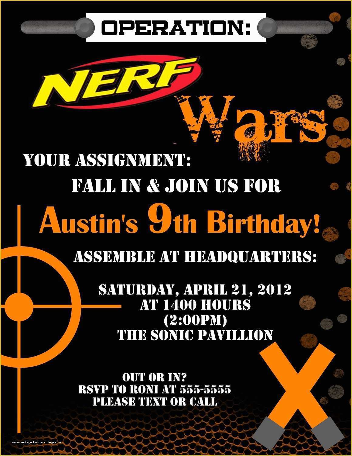 Nerf Invitation Template Free Of Nerf Birthday Invitation Printable by Gigglesandgracedesig