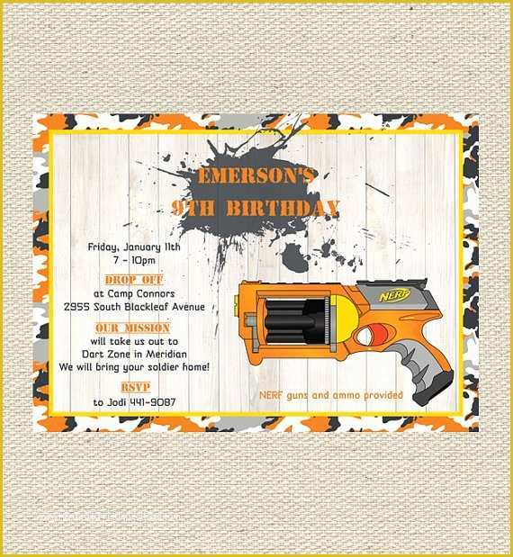 Nerf Invitation Template Free Of Nerf Birthday Invitations Printable ...