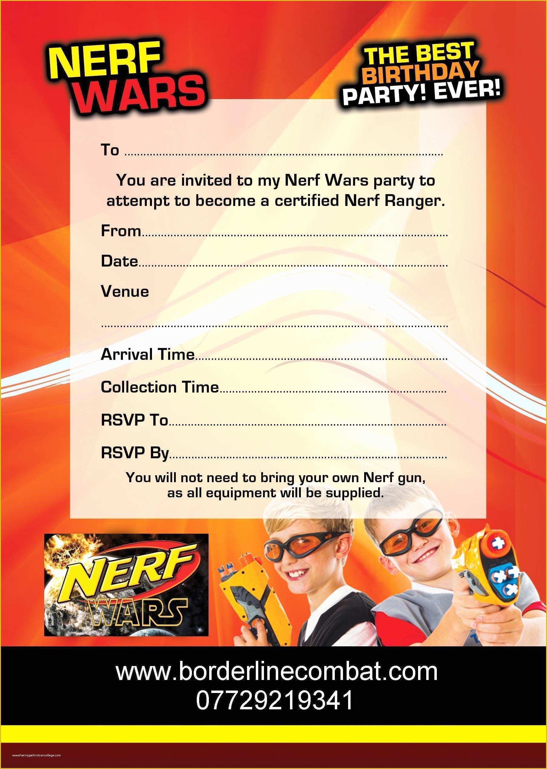 Nerf Invitation Template Free Of Nerf Birthday Party Invitations