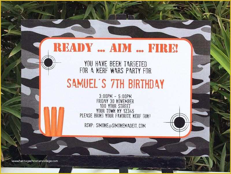 Nerf Invitation Template Free Of Nerf Birthday Party Printable Templates – New