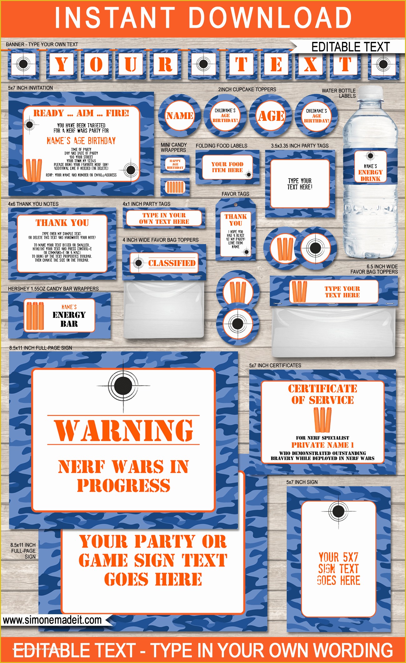 Nerf Invitation Template Free Of Nerf Birthday Party Printables Invitations & Decorations