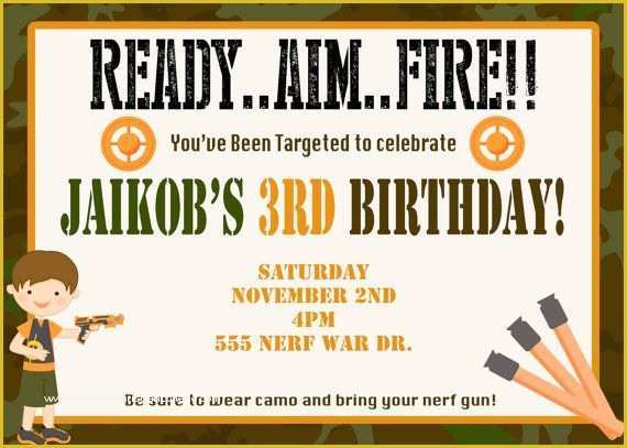 Nerf Invitation Template Free Of Nerf Gun Birthday Party Invitations