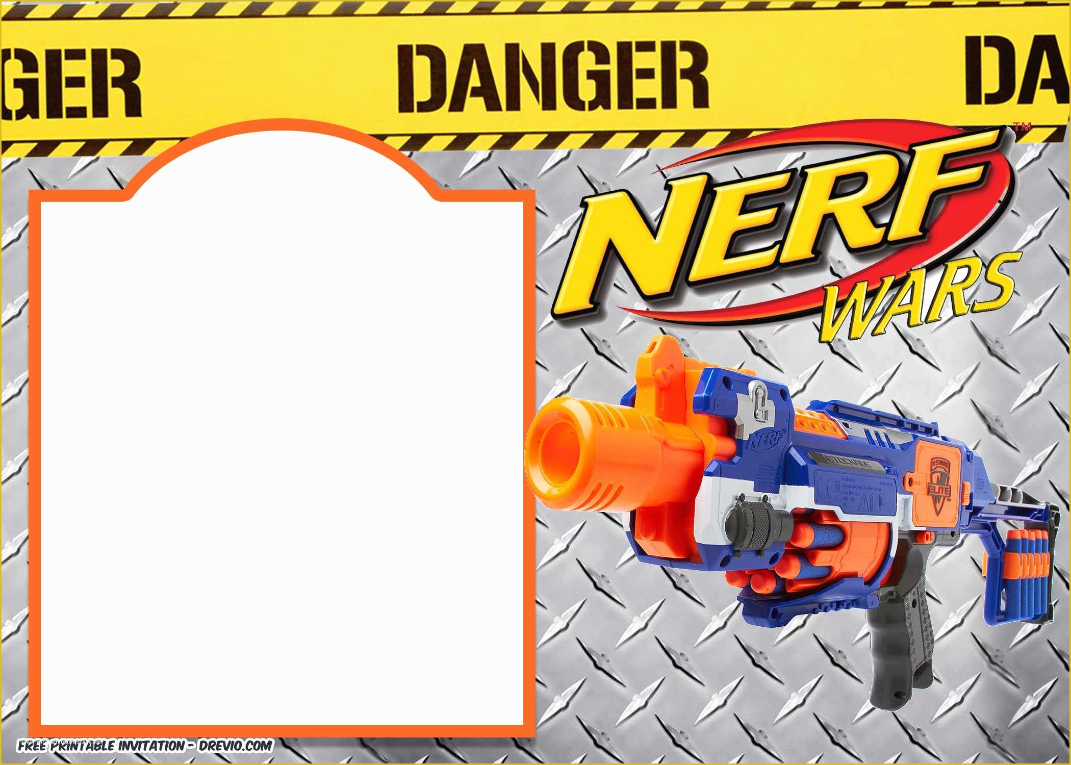 Nerf Invitation Template Free Of Nerf Gun Party Invitation Templates