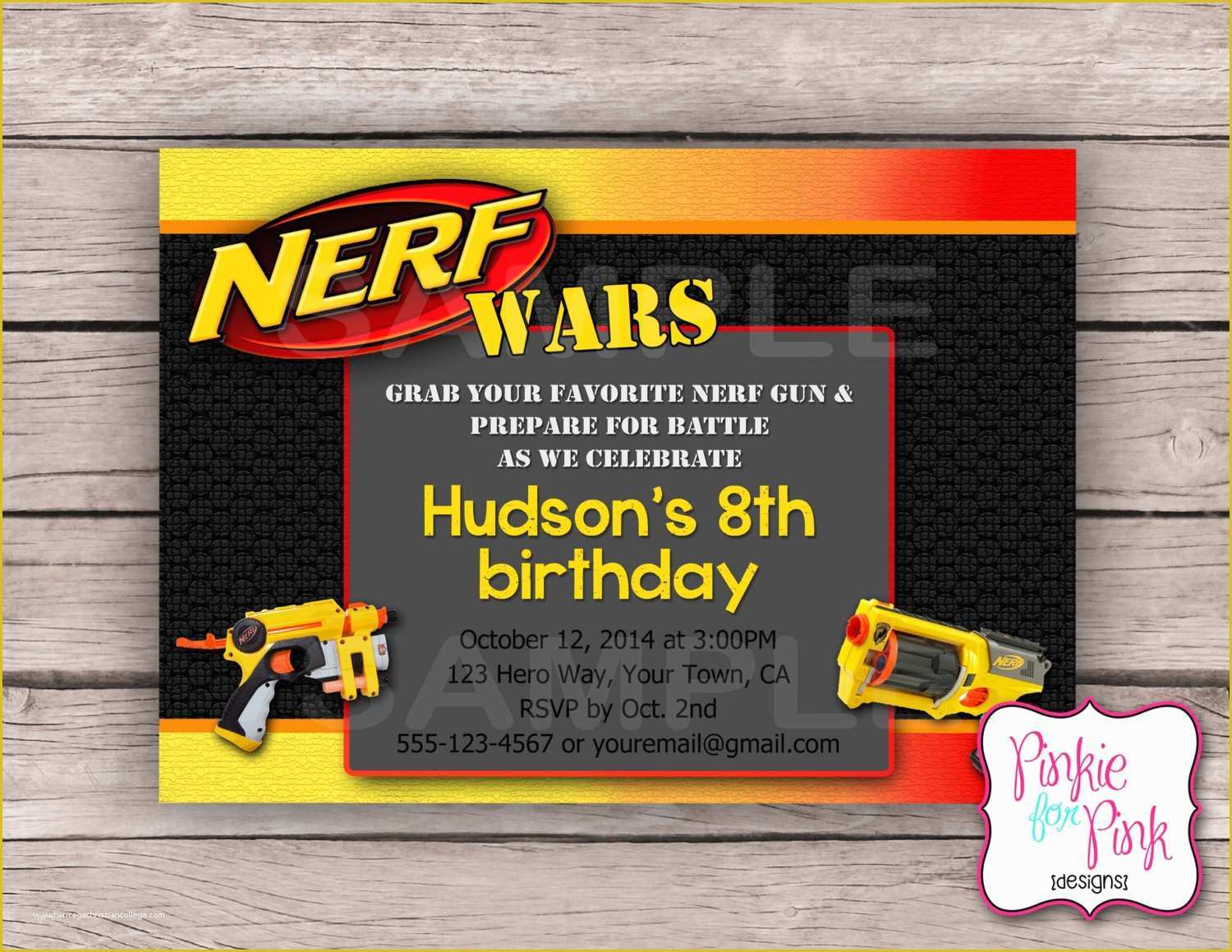 Nerf Invitation Template Free Of Nerf Gun Party Invitations