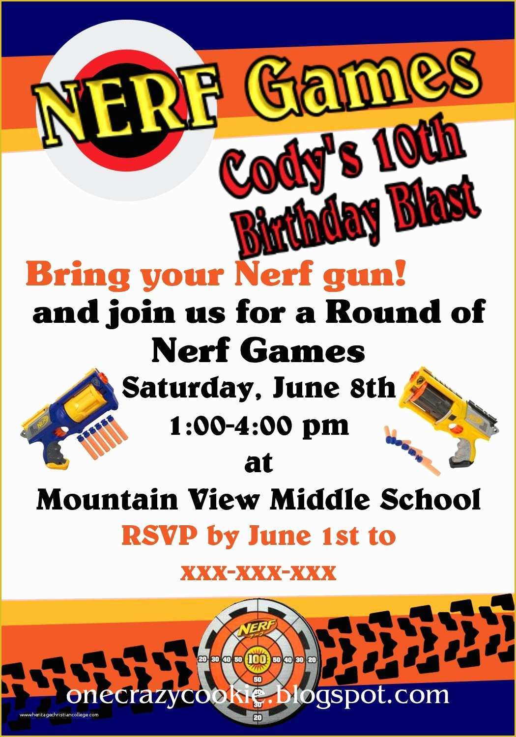 Nerf Invitation Template Free Of Nerf Gun Party Invitations Printable