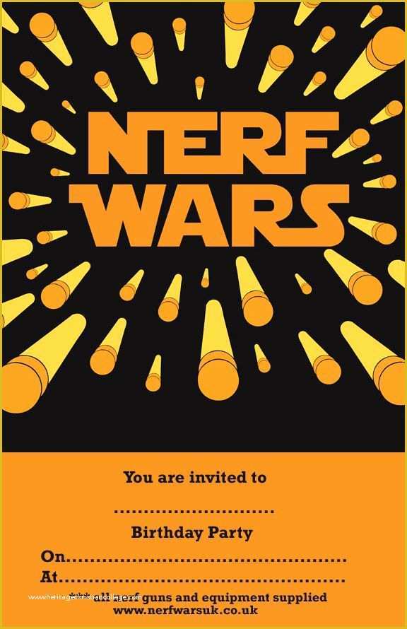 Nerf Invitation Template Free Of Nerf War Birthday Party Invitation Templates