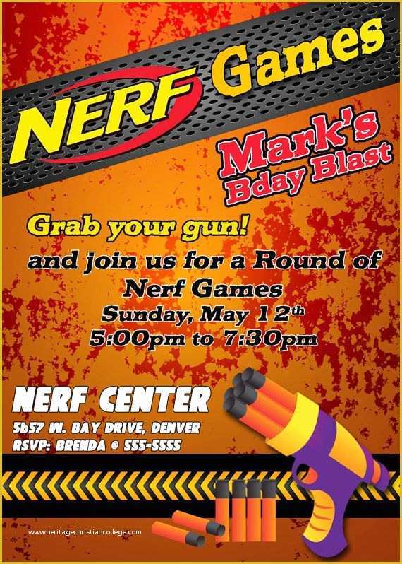 Nerf Invitation Template Free Of Nerf War Invitations Printable