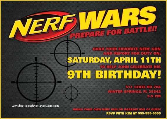 Nerf Invitation Template Free Of Nerf Wars Invitation 5 X 7 Digital Download Pdf