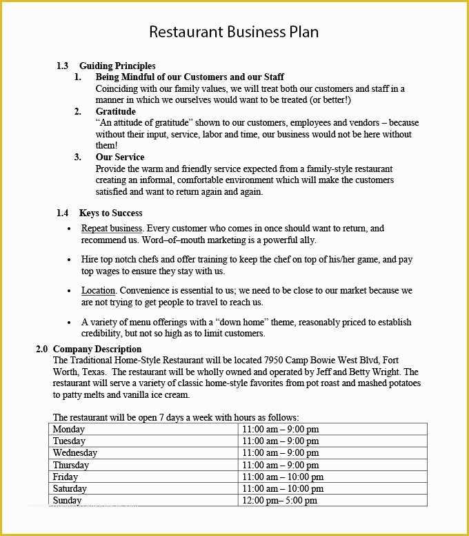 New Business Plan Template Free Of Restaurant Business Plan Template 12 Word Pdf Google