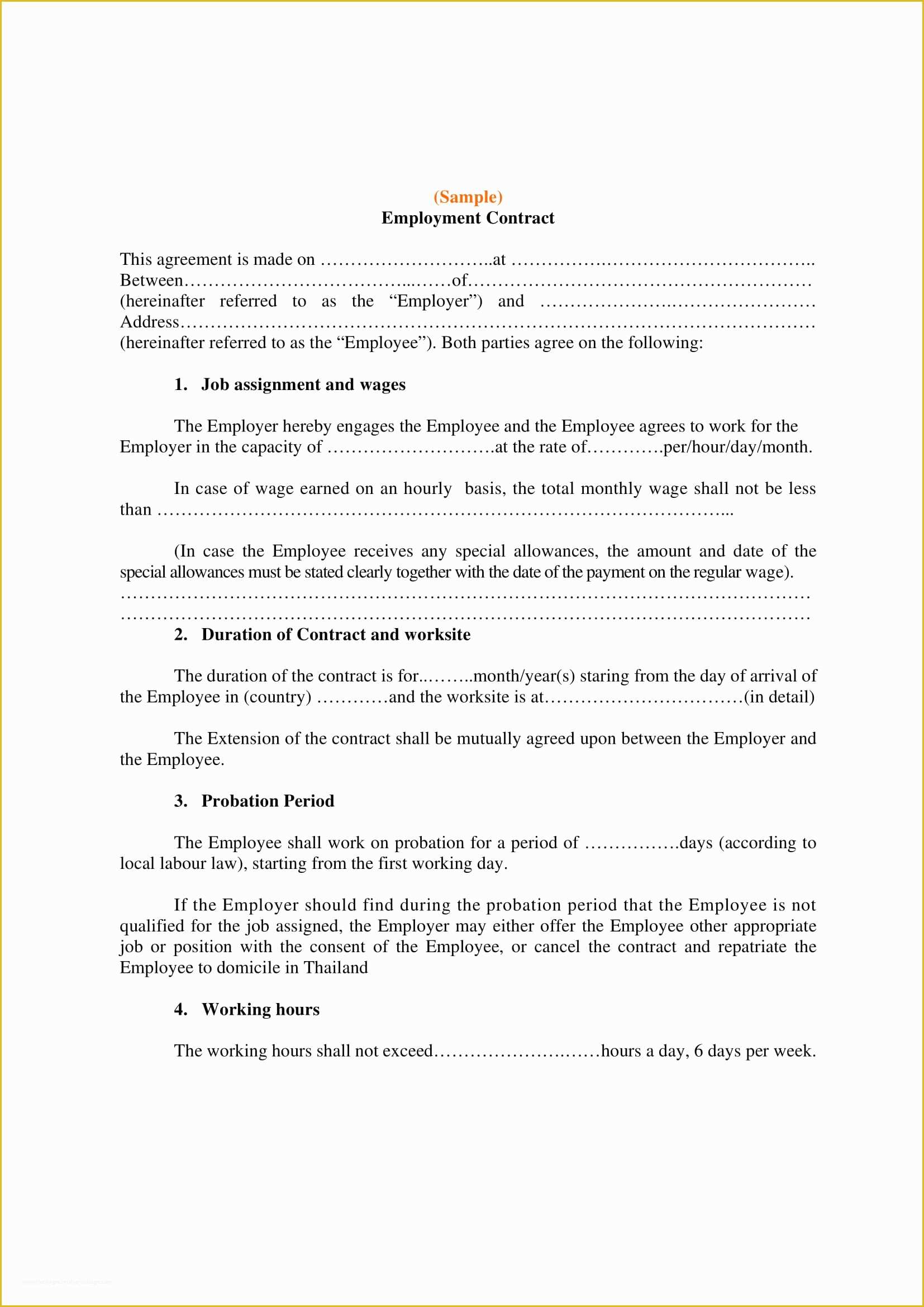 New Employee Contract Template Free Of 9 Employment Contract Examples Pdf