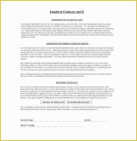 New Employee Contract Template Free Of Cute Working Agreement Example New Employee