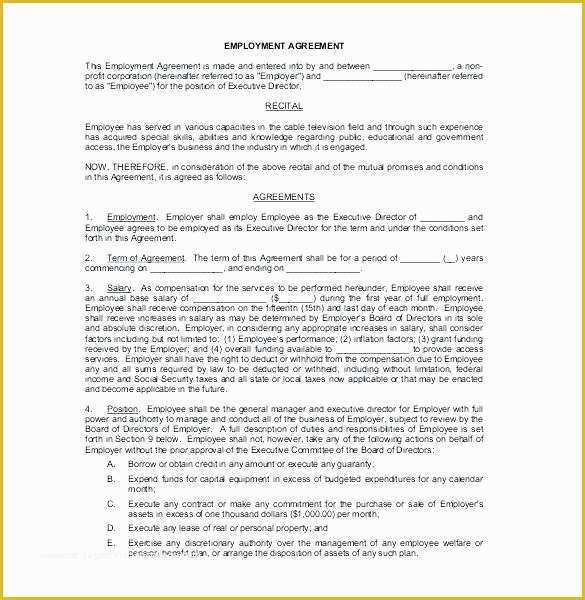 New Employee Contract Template Free Of Employment Agreement Template Free Executive Employment
