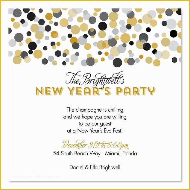 New Years Eve Party Invitation Templates Free Of Confetti New Year S Party Wedding Invitations by