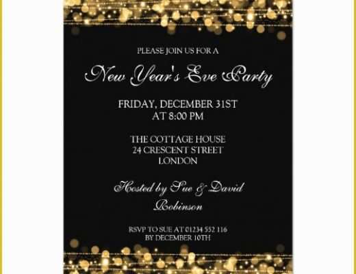 New Years Eve Party Invitation Templates Free Of Elegant New Years Eve Party Sparkles Gold Card
