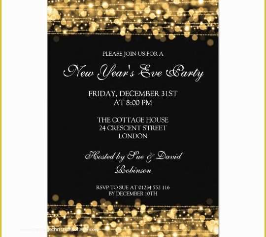New Years Eve Party Invitation Templates Free Of Elegant New Years Eve Party Sparkles Gold Card