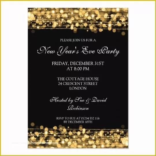 New Years Eve Party Invitation Templates Free Of Elegant New Years Eve Party Sparkles Gold Card