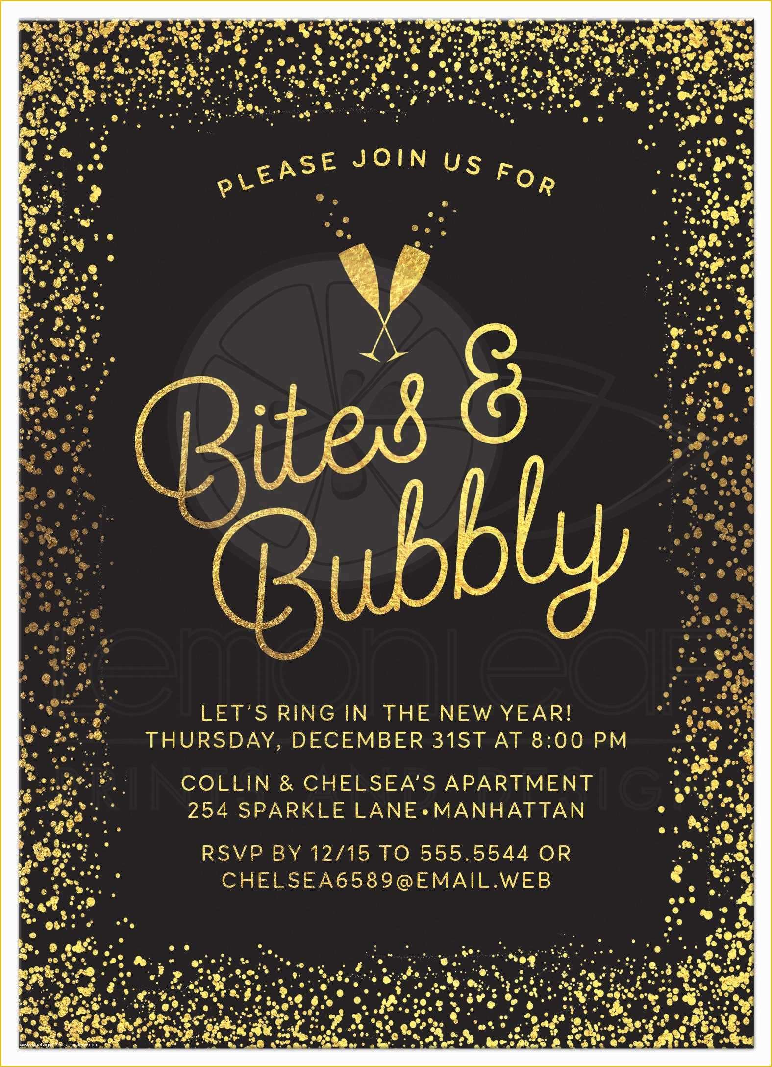 New Years Eve Party Invitation Templates Free Of New Year S Eve or Holiday Party Invitations Golden