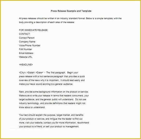 News Release Template Free Of 28 Press Release Template Word Excel Pdf
