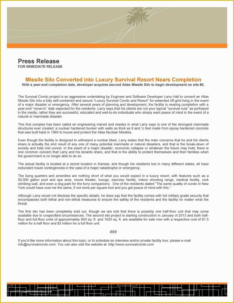 News Release Template Free Of 47 Free Press Release format Templates Examples & Samples