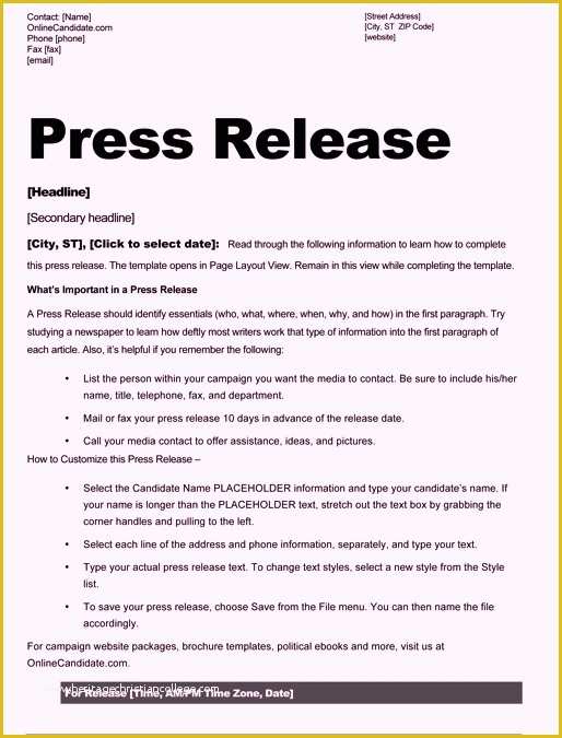 News Release Template Free Of Free Sample Press Release Template Word