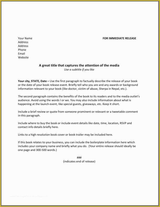 News Release Template Free Of How to Write A Press Release for A Book the Happy Self