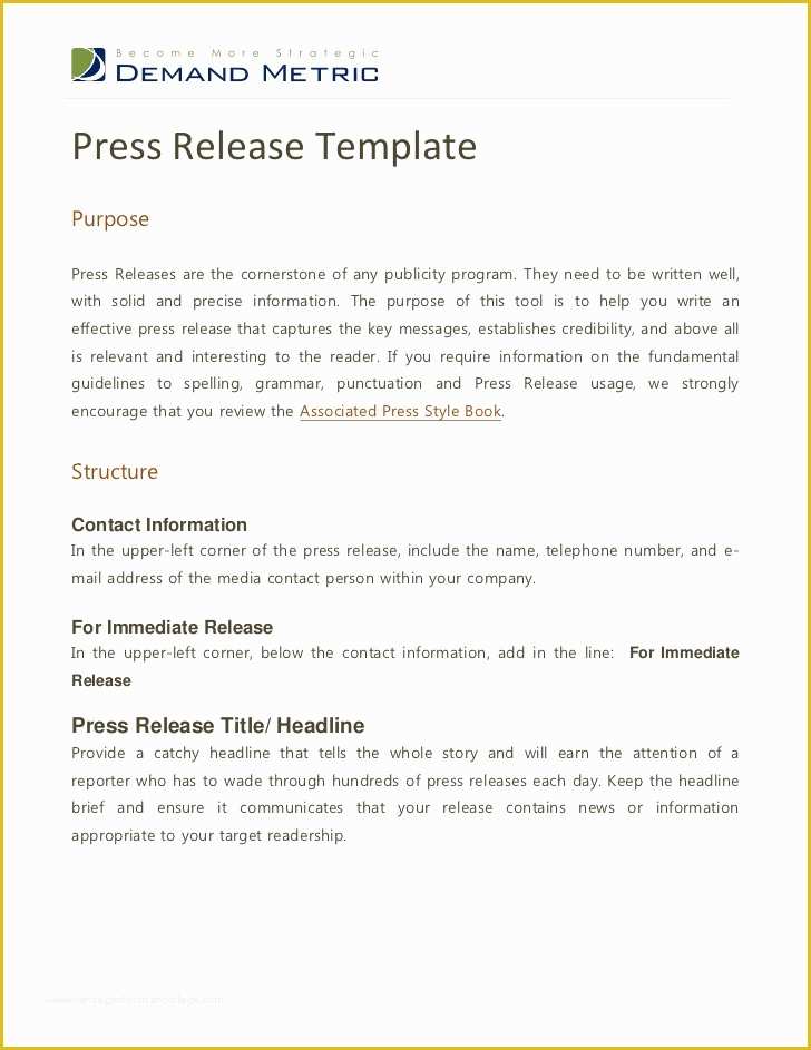 News Release Template Free Of Press Release Template