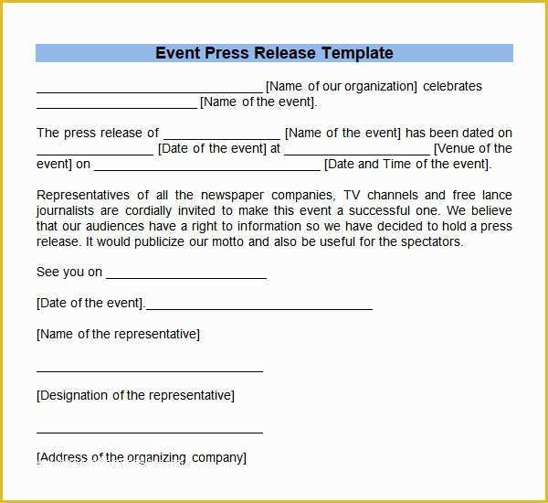 News Release Template Free Of Sample Press Release Templates 7 Free Documents