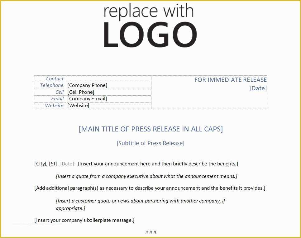 News Release Template Free Of Template for Press Release