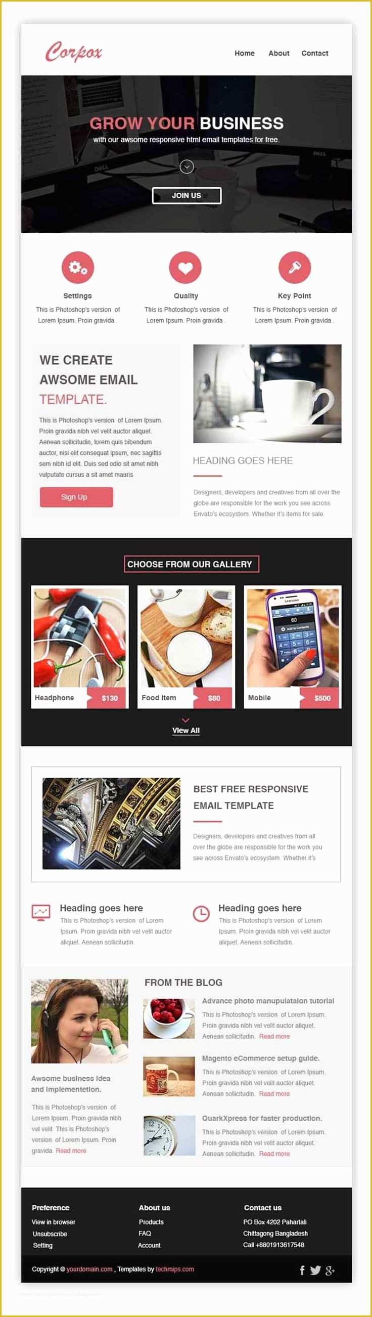 Newsletter Template Responsive Free Of Corpox is Our Second Free Responsive HTML Email Newsletter