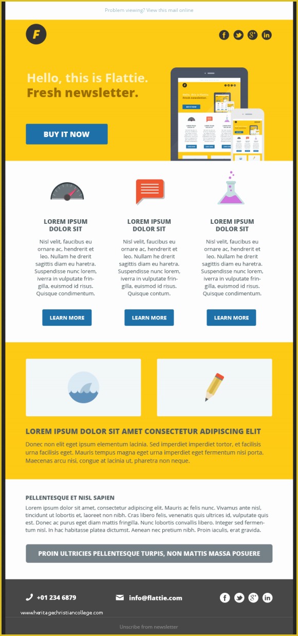 Newsletter Template Responsive Free Of Flattie Flat Responsive Email Template Beautiful Email